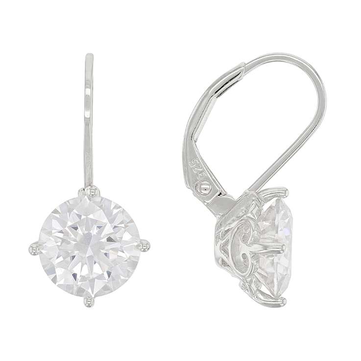 Large Round Moissanite Solitaire Drop Earrings In Platinum-Enhanced
Sterling Silver