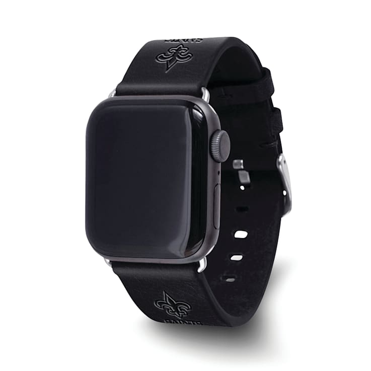 Gametime New Orleans Saints Leather Band fits Apple Watch (42/44mm S/M
Black). Watch not included.