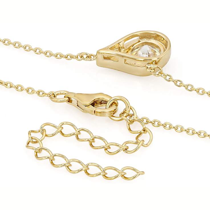 Diamond Simulant Solitaire Necklace In 18K Gold Over Sterling Silver