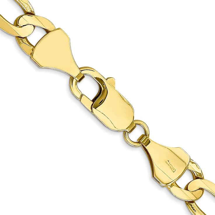 10k Yellow Gold 7.5mm Concave Open Figaro Link Bracelet