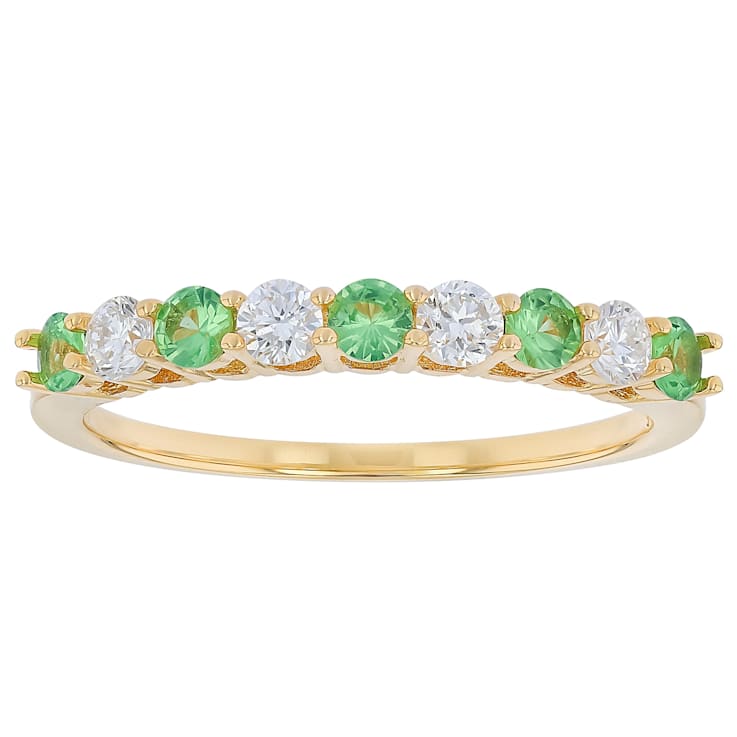 Tsavorite And Lab-Grown Diamond Band Ring In 18K Gold Over Sterling
Silver 0.53ctw