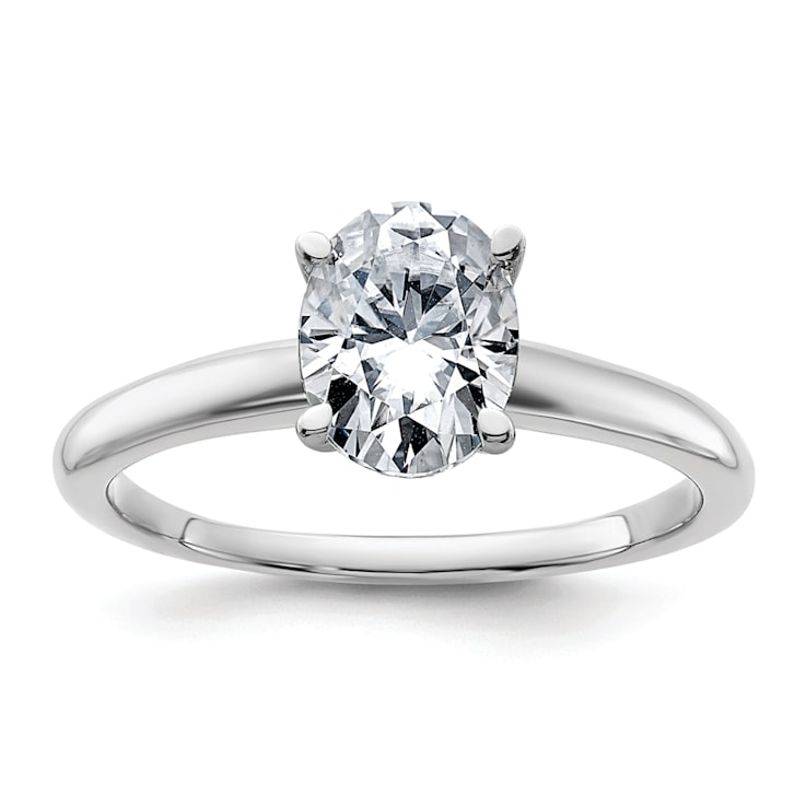 Rhodium Over 14K White Gold 1 1/2 ct. G H I True Light Oval Moissanite
Solitaire Ring