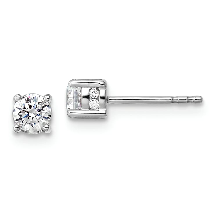 Rhodium Over 14K White Gold Lab Grown Diamond Fashion Earrings