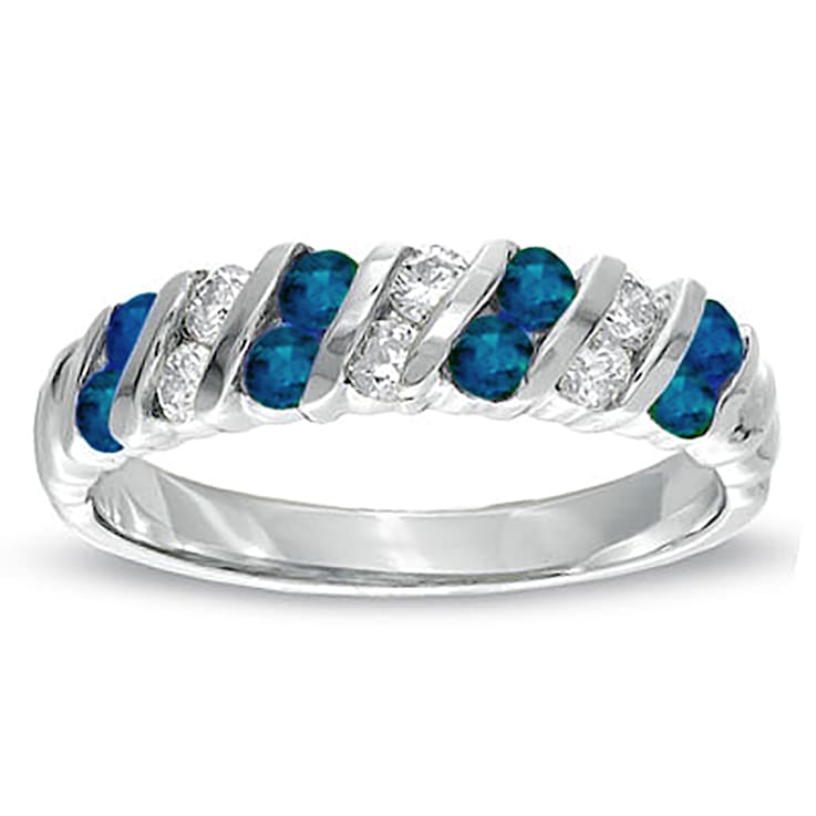 0.80ctw Sapphire and Diamond Band Ring in 14k White Gold