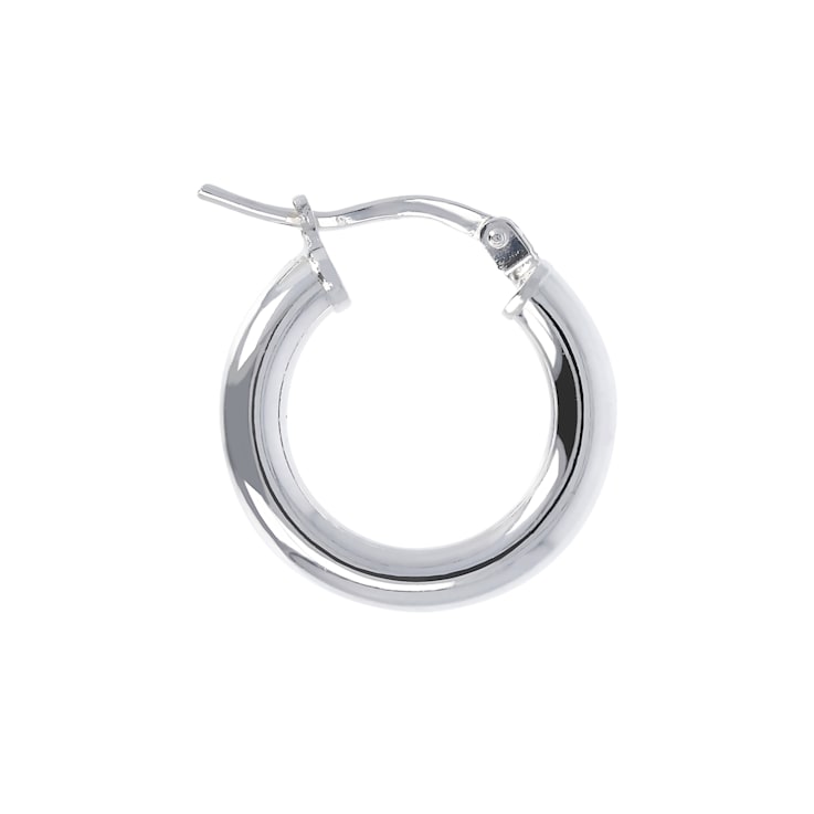 Sterling Silver Polished 1/2" Round Hoop Earrings