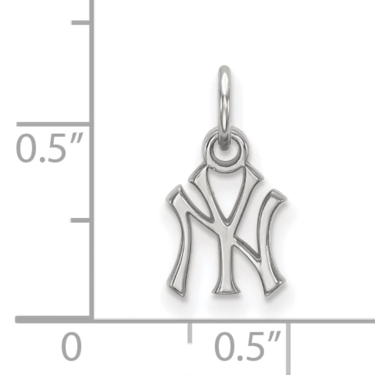 Rhodium Over Sterling Silver MLB New York Yankees LogoArt Pendant