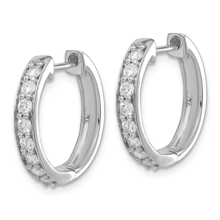 Rhodium Over 14K White Gold Lab Grown Diamond SI1/SI2, G H I, Hinged
Hoop Earrings