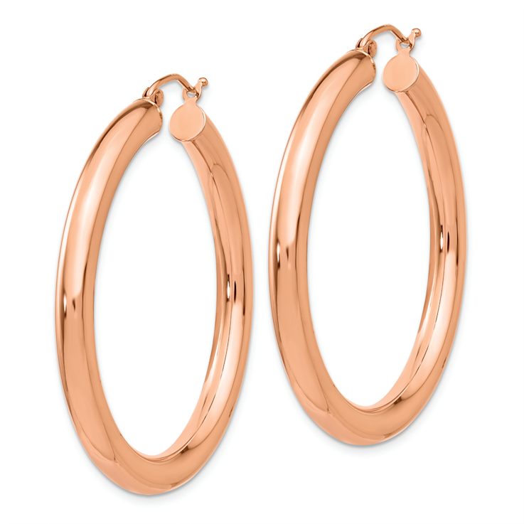 14k Rose Gold Polished 1 9/16" Tube Hoop Earrings
