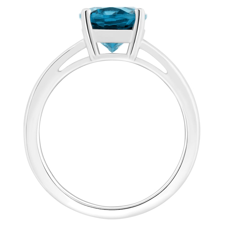 10x8mm Oval London Blue Topaz Rhodium Over Sterling Silver Ring