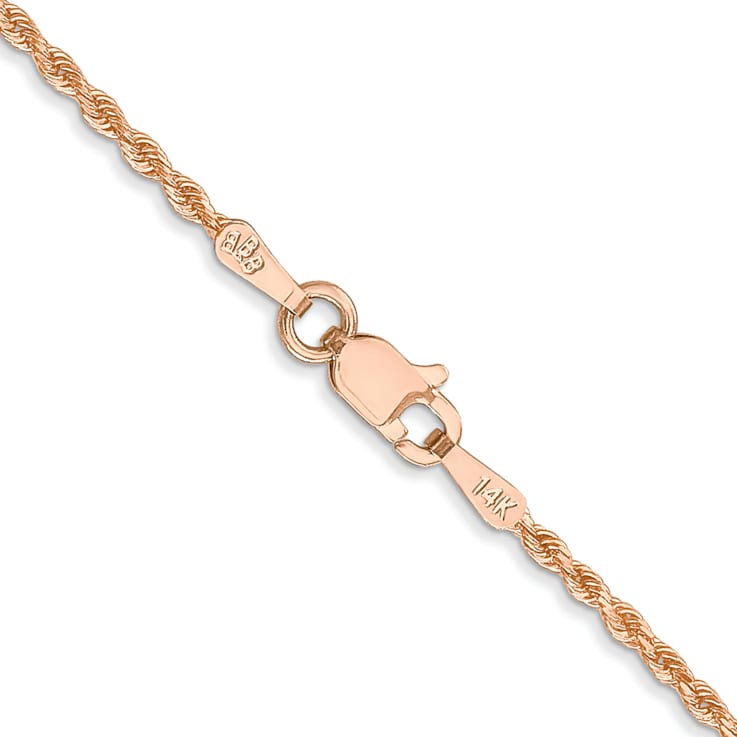 14k Rose Gold 1.5mm Solid Diamond-Cut Rope 14 Inch Chain