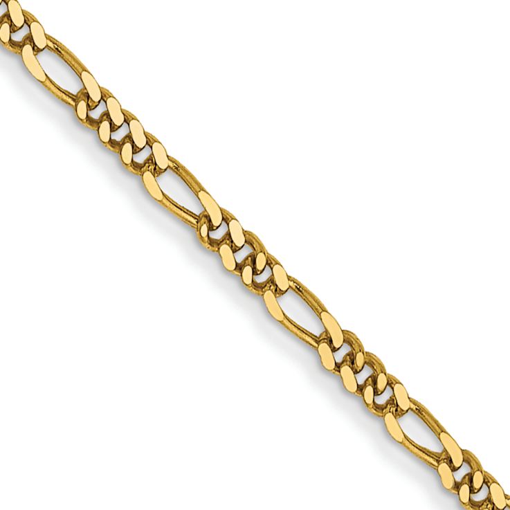 14k Yellow Gold 1.25mm Solid Flat Figaro 22 Inch Chain