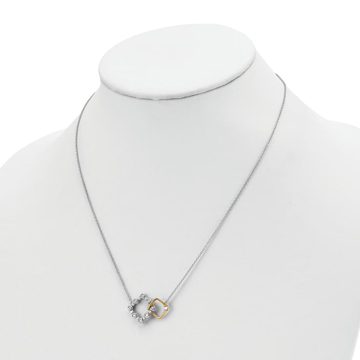 14K Two-tone Gold Lab Grown Diamond SI1/SI2, G H I, Square Interlocking
18 Inch Necklace 0.41ctw