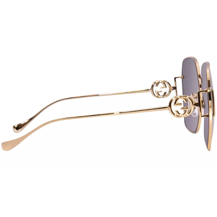 Gucci Gold Tone Oversize Frame with "GG" Logo Accent / Gray
Lens Sunglasses