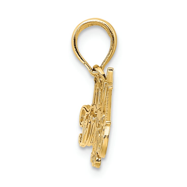 14k Yellow Gold Textured I LOVE MY FIREFIGHTER Charm