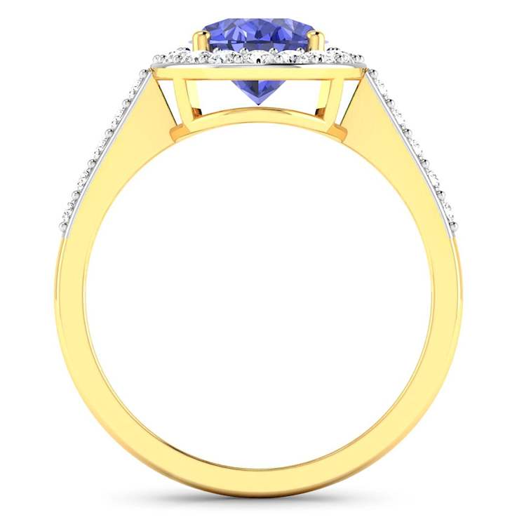 1.8ctw Violet Tanzanite and Diamond 14K Yellow Gold Halo Ring
