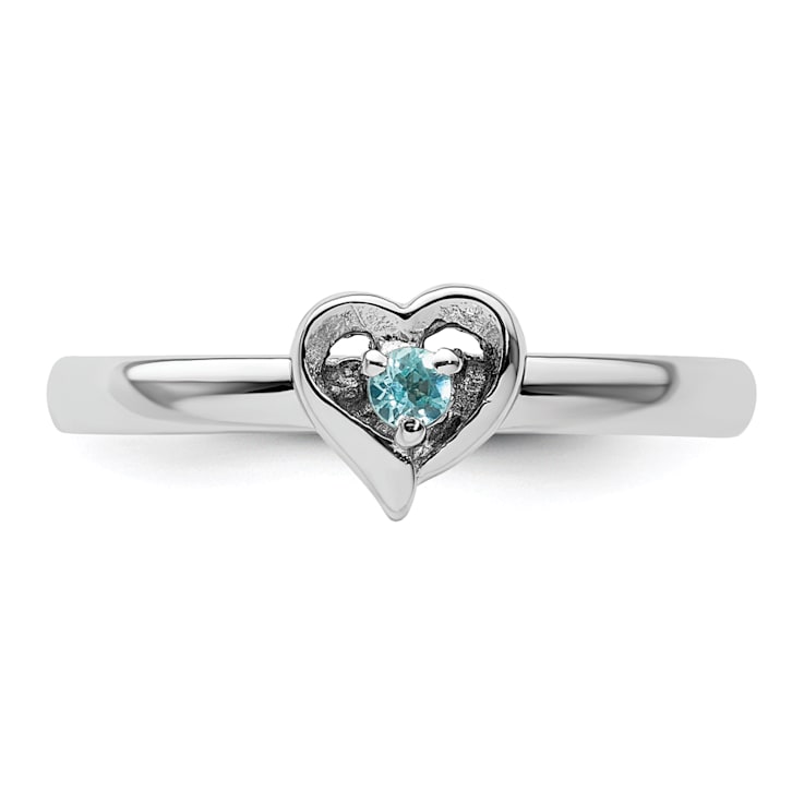Sterling Silver Stackable Expressions Blue Topaz Heart Ring 0.08ctw