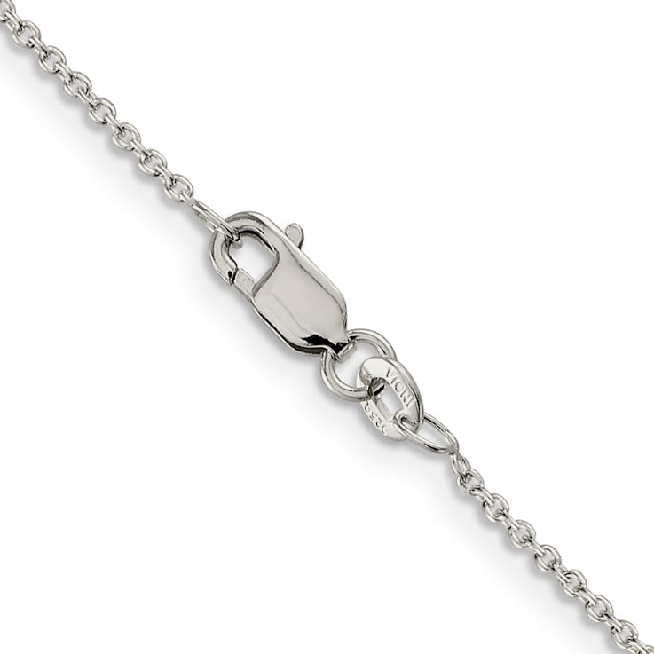 Rhodium Over Sterling Silver 1.25mm Cable Chain with 2 Inch Extension Necklace