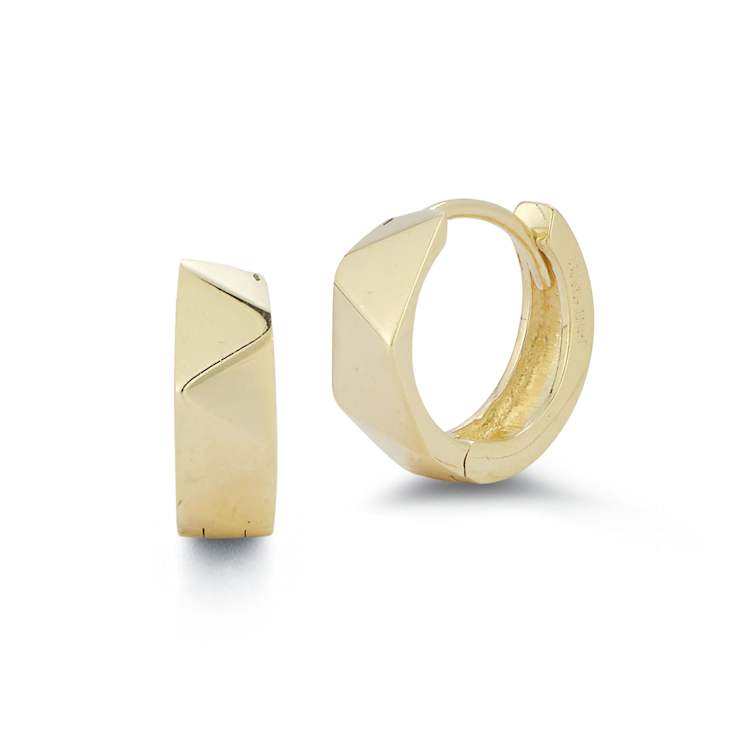 Bellissima Gold 14K Yellow Gold Angled Huggie Hoop Earrings