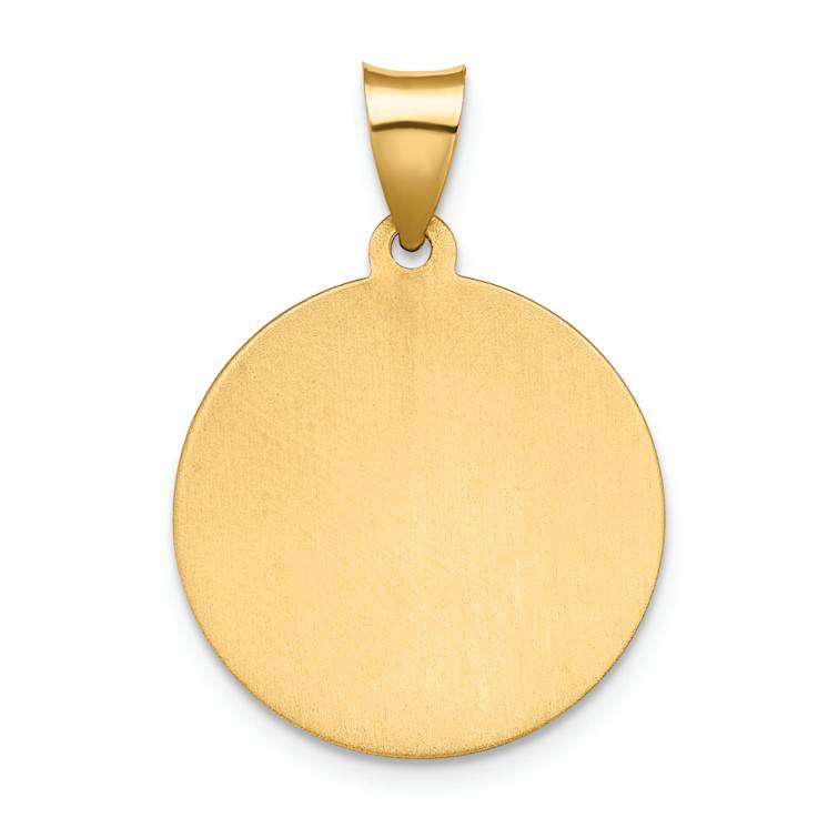 14k Yellow Gold Polished and Satin Spanish Saint Lucy Medal Pendant