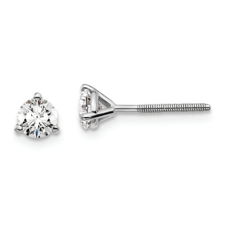Rhodium Over 14K Gold Lab Grown Diamond 1/2ct. VS/SI GH+, 3 Prong
Screwback Earrings