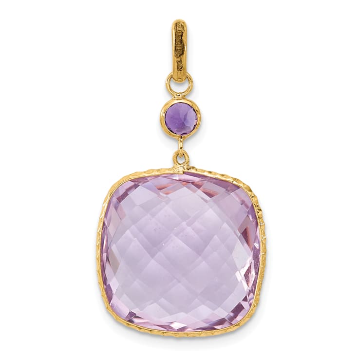 14K Yellow Gold Pink Amethyst Pendant