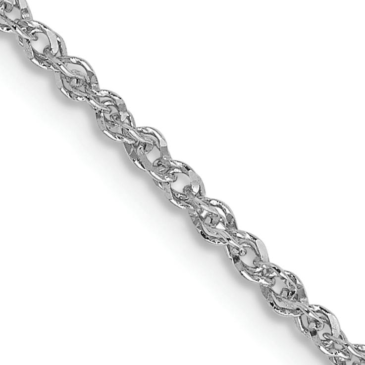 Rhodium over 14k White Gold Solid 1.7mm Diamond-Cut Rope 22 Inch Chain