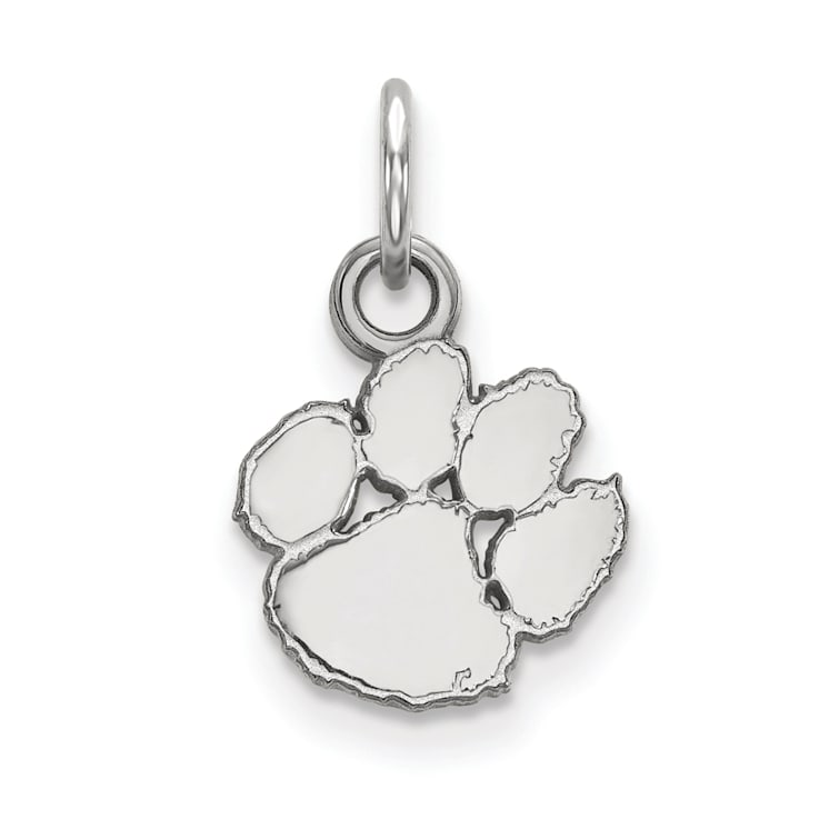 Rhodium Over Sterling Silver LogoArt Clemson University Extra Small Pendant
