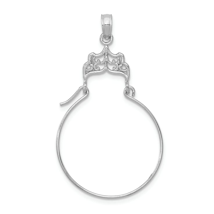 Rhodium Over 14K White Gold Filigree Charm Holder