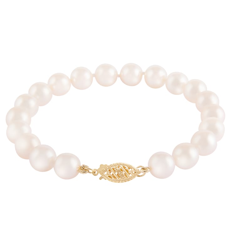 14k Yellow gold 5-6mm Akoya Pearl bracelet