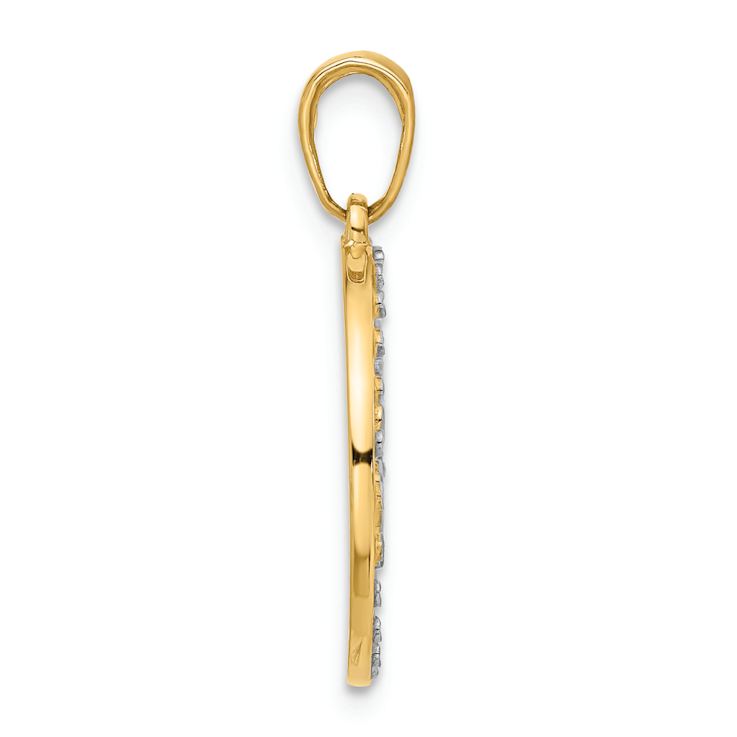 14k Two-tone Gold Brushed and Diamond-cut It's A Boy Pendant