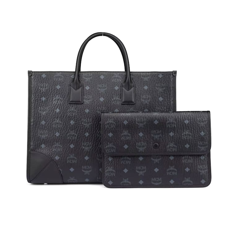 MCM Large Munchen Tote in Visetos Black Handbag 154MQA