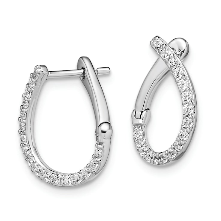 Rhodium Over 14K White Gold Lab Grown Diamond SI1/SI2, G H I, Fancy
Twist Hoop Earrings