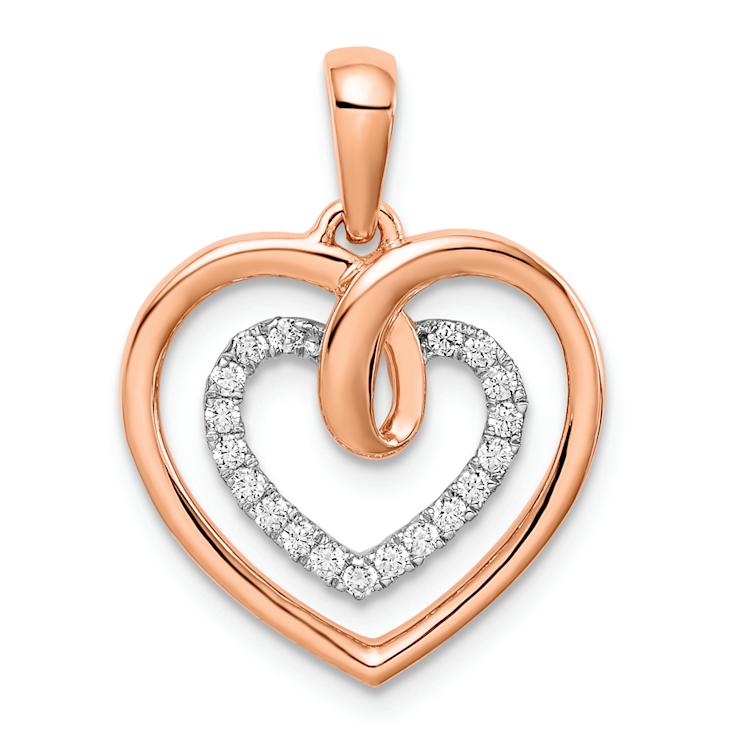 14K Two-tone Gold  Diamond Heart Pendant