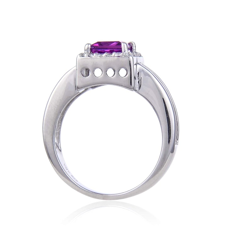 Lab Created Purple Sapphire with White Topaz Accents Sterling Silver
Halo with Split Shank Ring