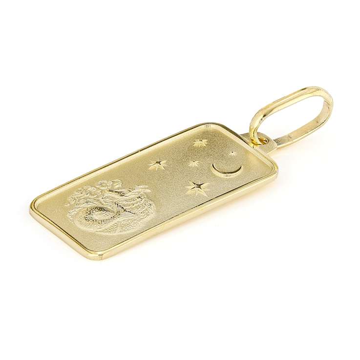 Capricorn Zodiac Pendant In Solid 14K Yellow Gold