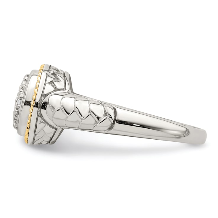 Rhodium Over Sterling Silver with 14K Accent Polished Diamond Ring