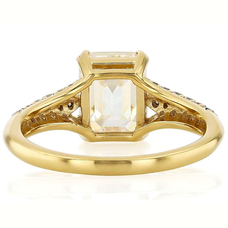 Diamond Simulant, Champagne Diamond And White Zircon Ring In 18K Gold
Over Sterling Silver 3.91ctw