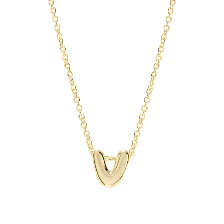CZ Initial V Tennis Necklace And Pendant Set In 14K Gold Over Brass 4.05ctw