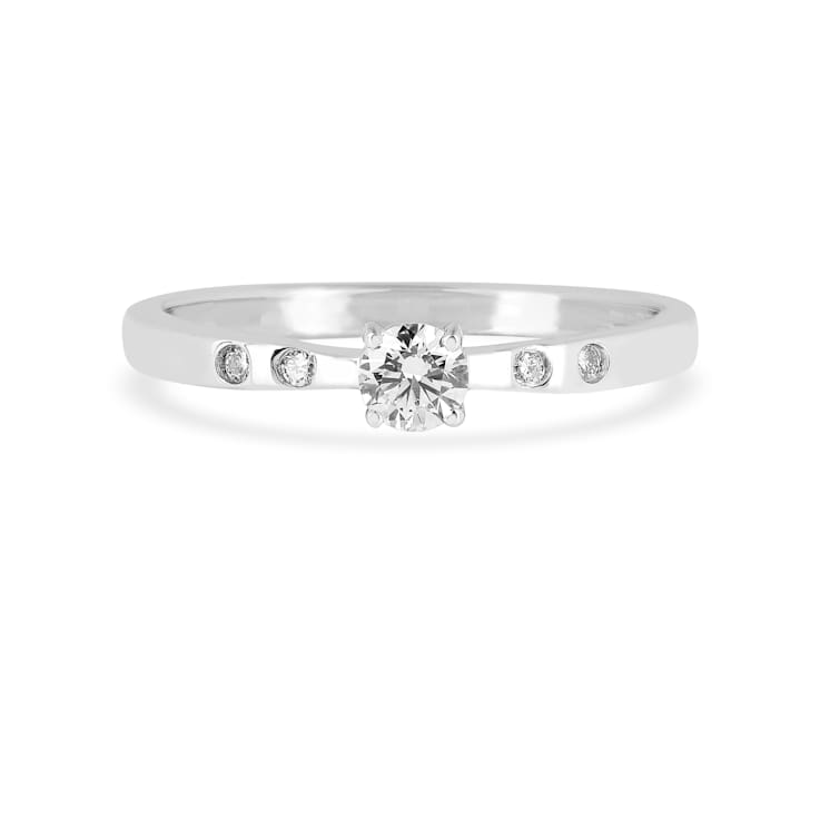 Rhodium Over Sterling Silver Lab Grown Diamond Solitaire Ring