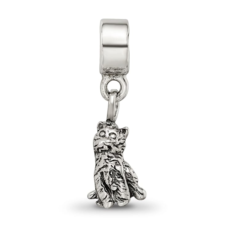 Sterling Silver Cat Dangle Bead