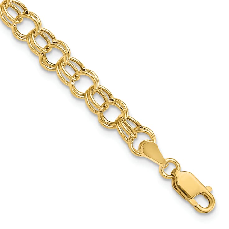 14k Yellow Gold 6mm Double Link Charm Bracelet
