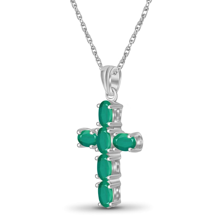 Green Emerald Rhodium Over Sterling Silver Pendant with Chain 1.80ctw