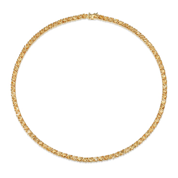 Yellow Citrine 18k Yellow Gold Over Sterling Silver Tennis Necklace 18.06ctw