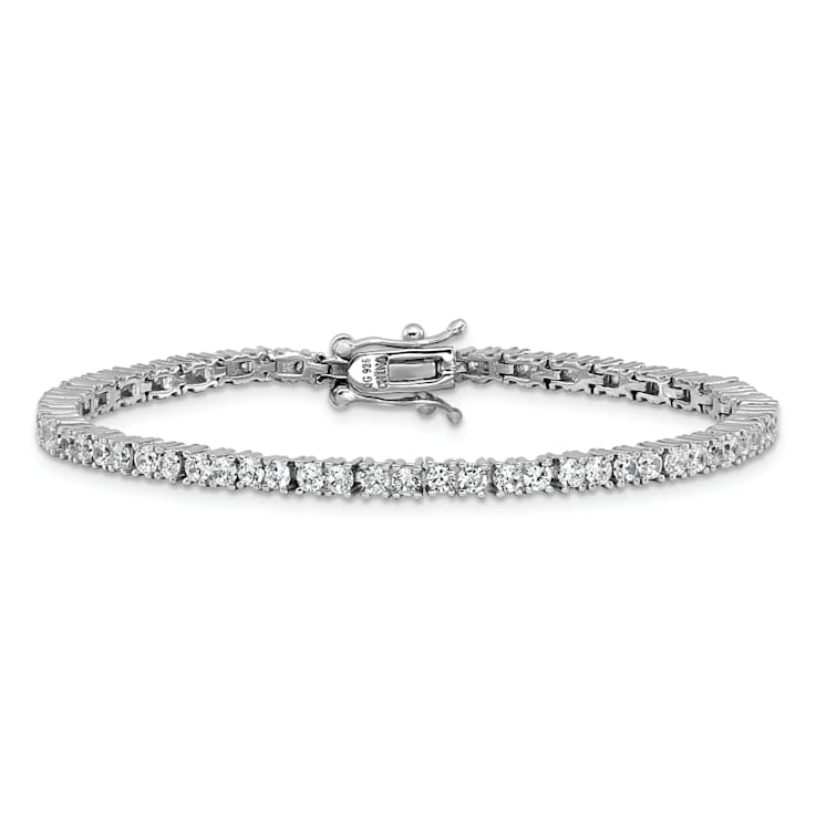 Rhodium Over Sterling Silver Polished Cubic Zirconia with Safety Clasp
Tennis Bracelet