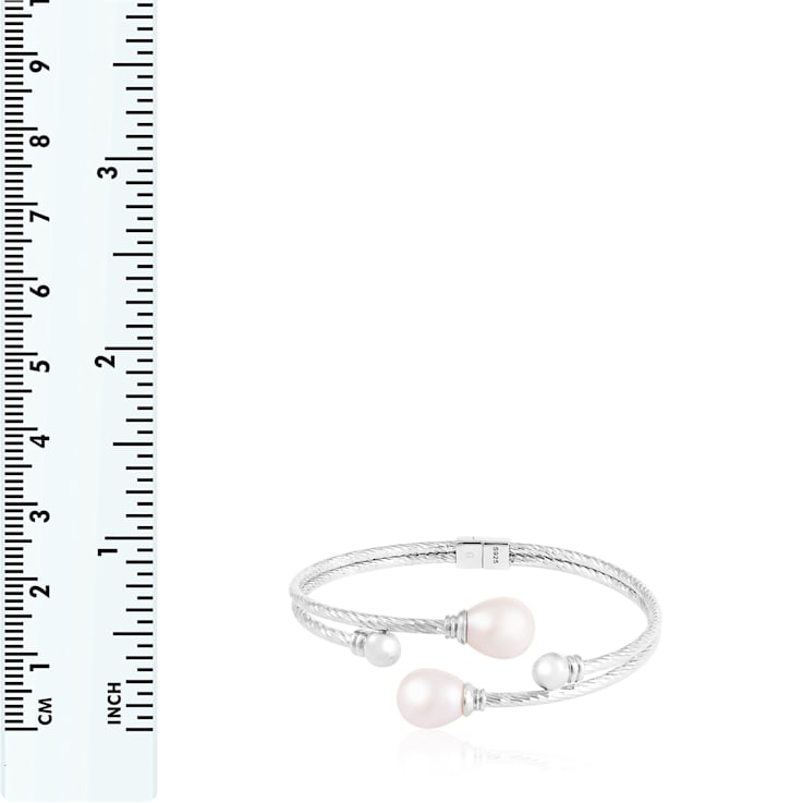 8-8.5mm White Cultured Freshwater Pearl Silver  Bracelet