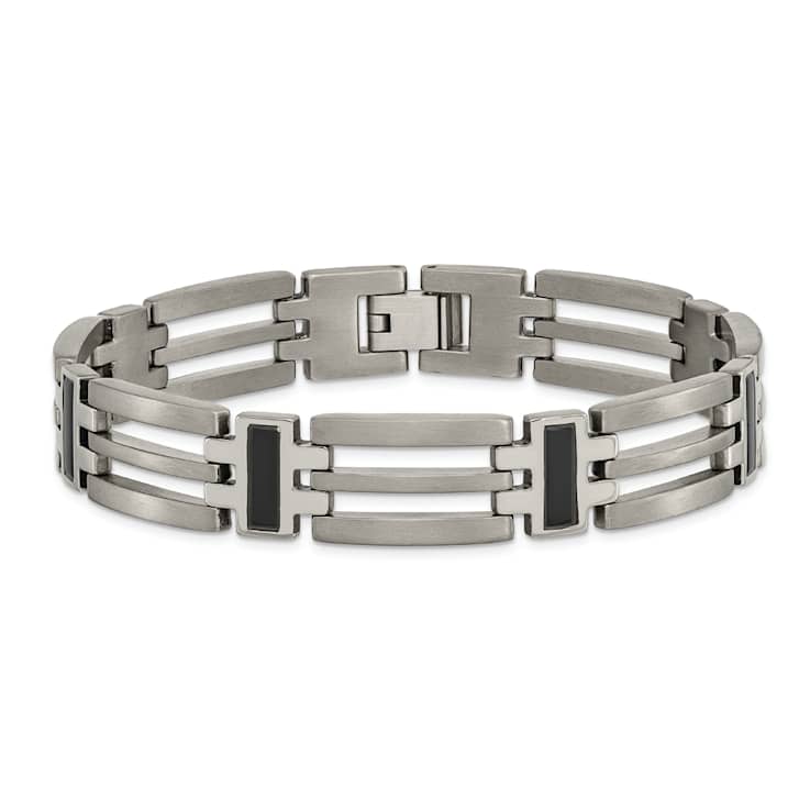 Titanium Brushed and Polished Black IP-plated Bracelet