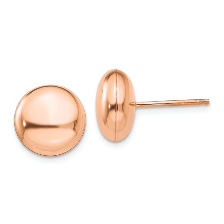 14k Rose Gold Polished 10.5mm Button Earrings