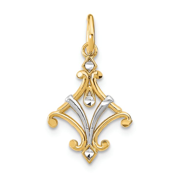 14K Two-tone Gold  Diamond-Cut Chandelier Style Charm