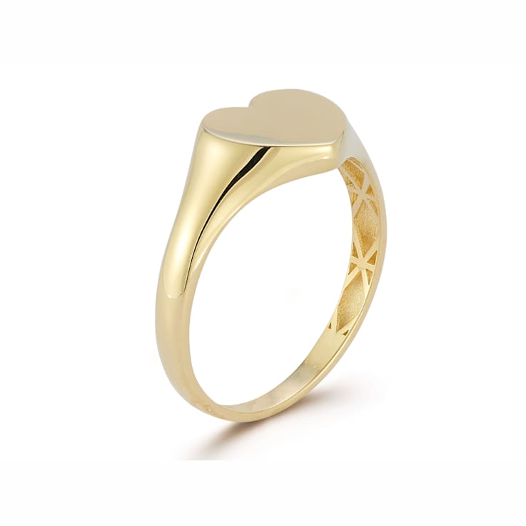 Bellissima Gold 14K Yellow Gold Flat Heart Signet Ring