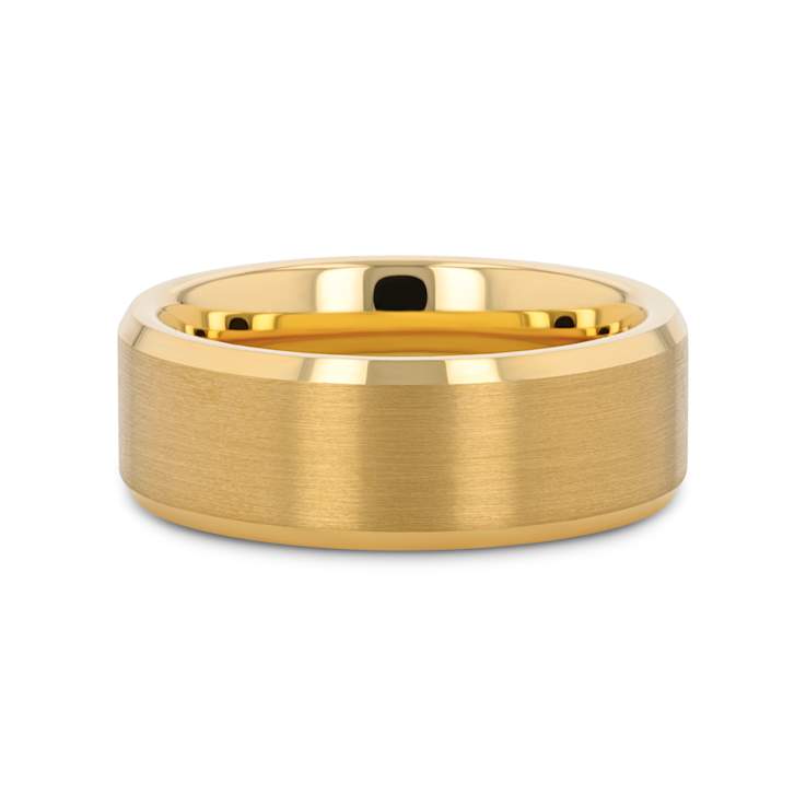 HONOR Gold-Plated Tungsten Beveled Polished Edges Flat Ring with Brushed
Center 8mm